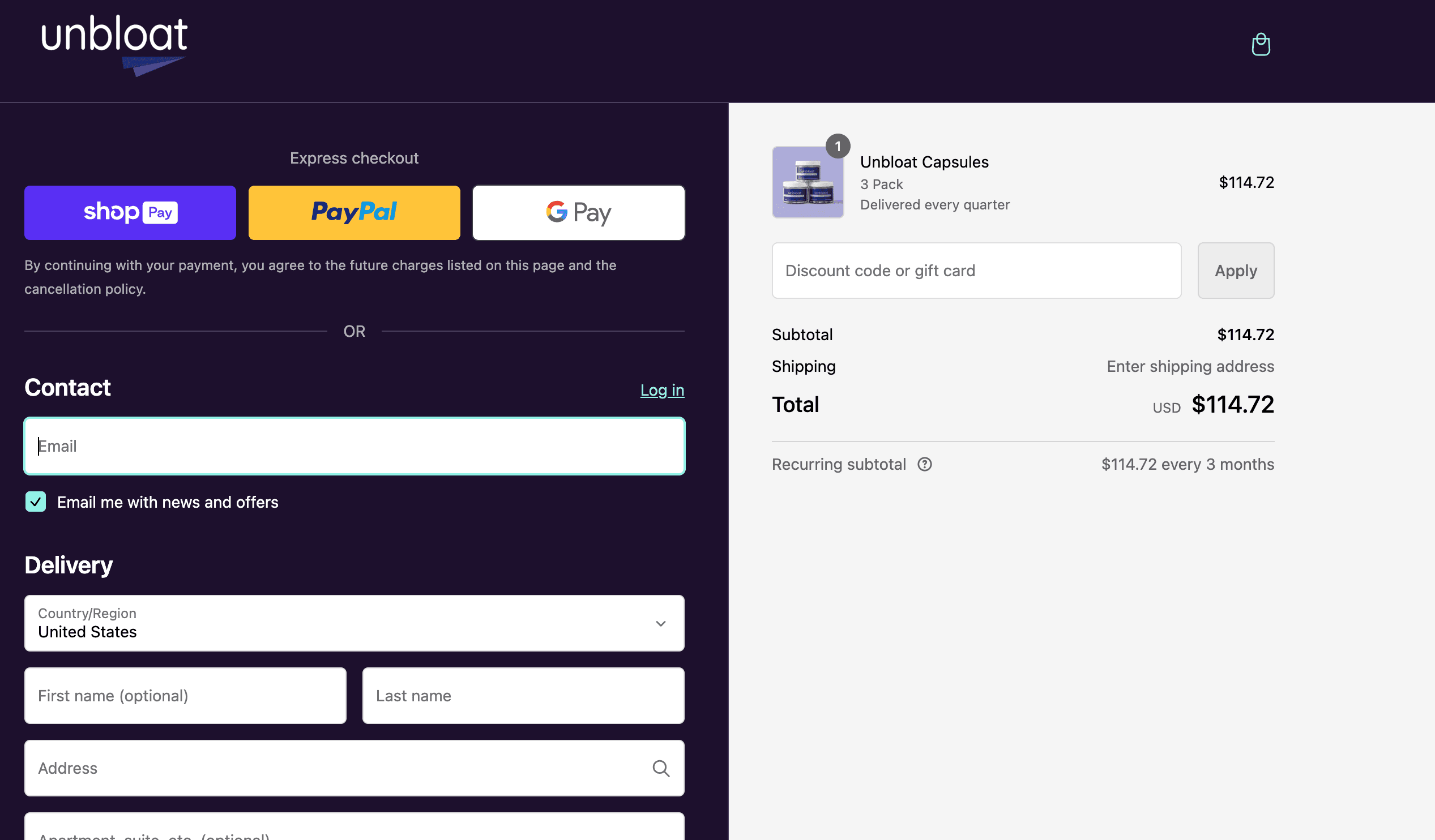 How to apply Unbloat coupon code